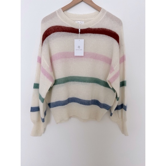 New ANINE BING Lydia Stripe Wool Sweater - Picture 4 of 14